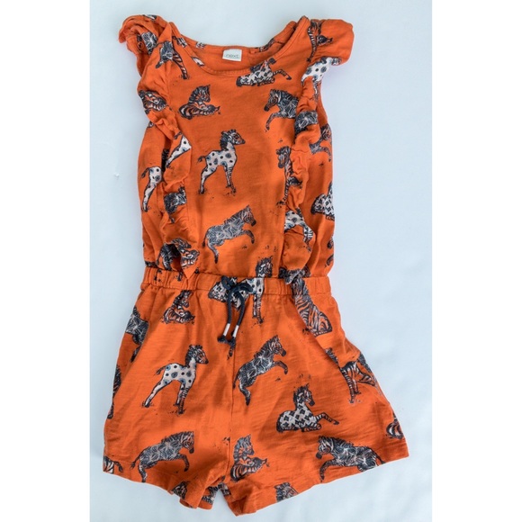 Next Direct Size 6-7 Orange Zebra Romper - Picture 1 of 2